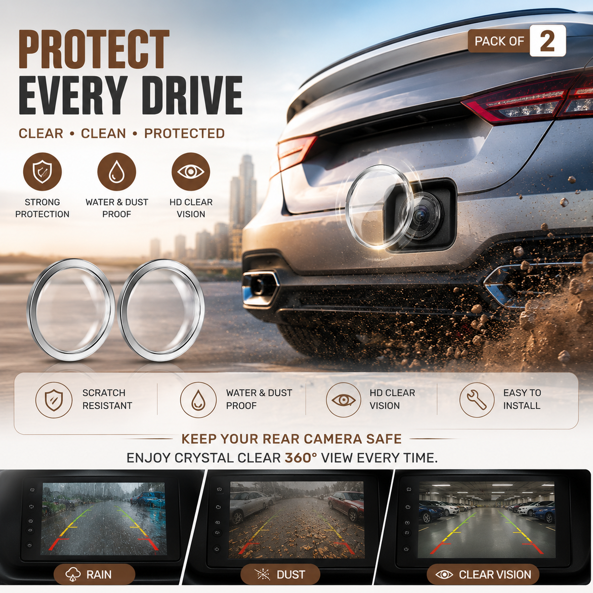 Car Camera Lens Protector (Pack Of 2)