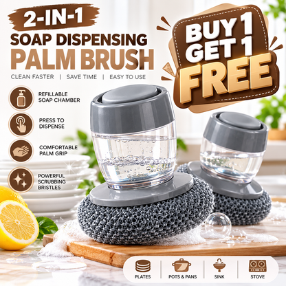 Push Dispenser With Cleaning Brush (Pack Of 2)
