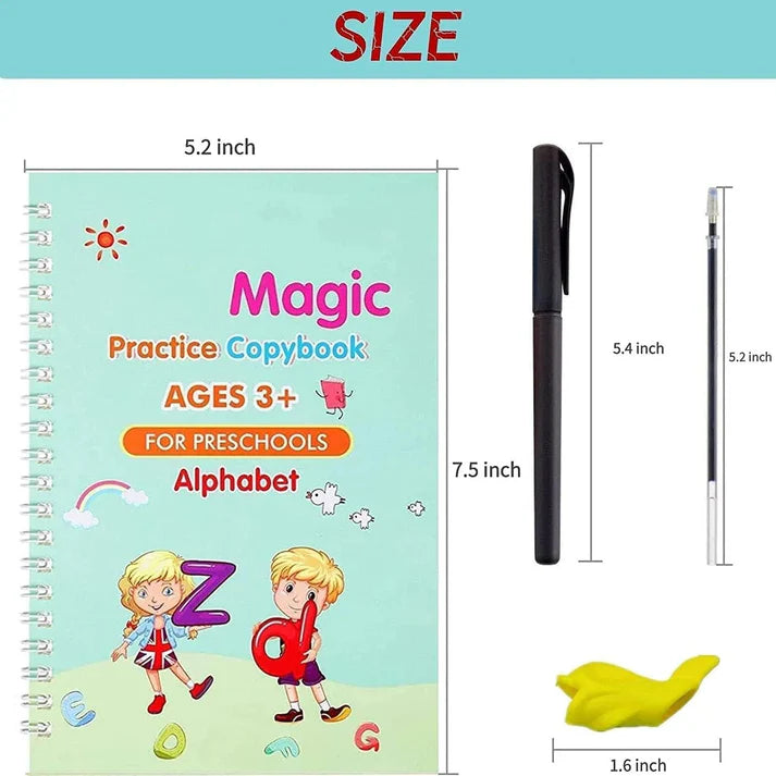 Magic Ink Cursive Writing Book Magic Handwriting Practice Copybook Set (4 Books + Pen + 10 Refills ...