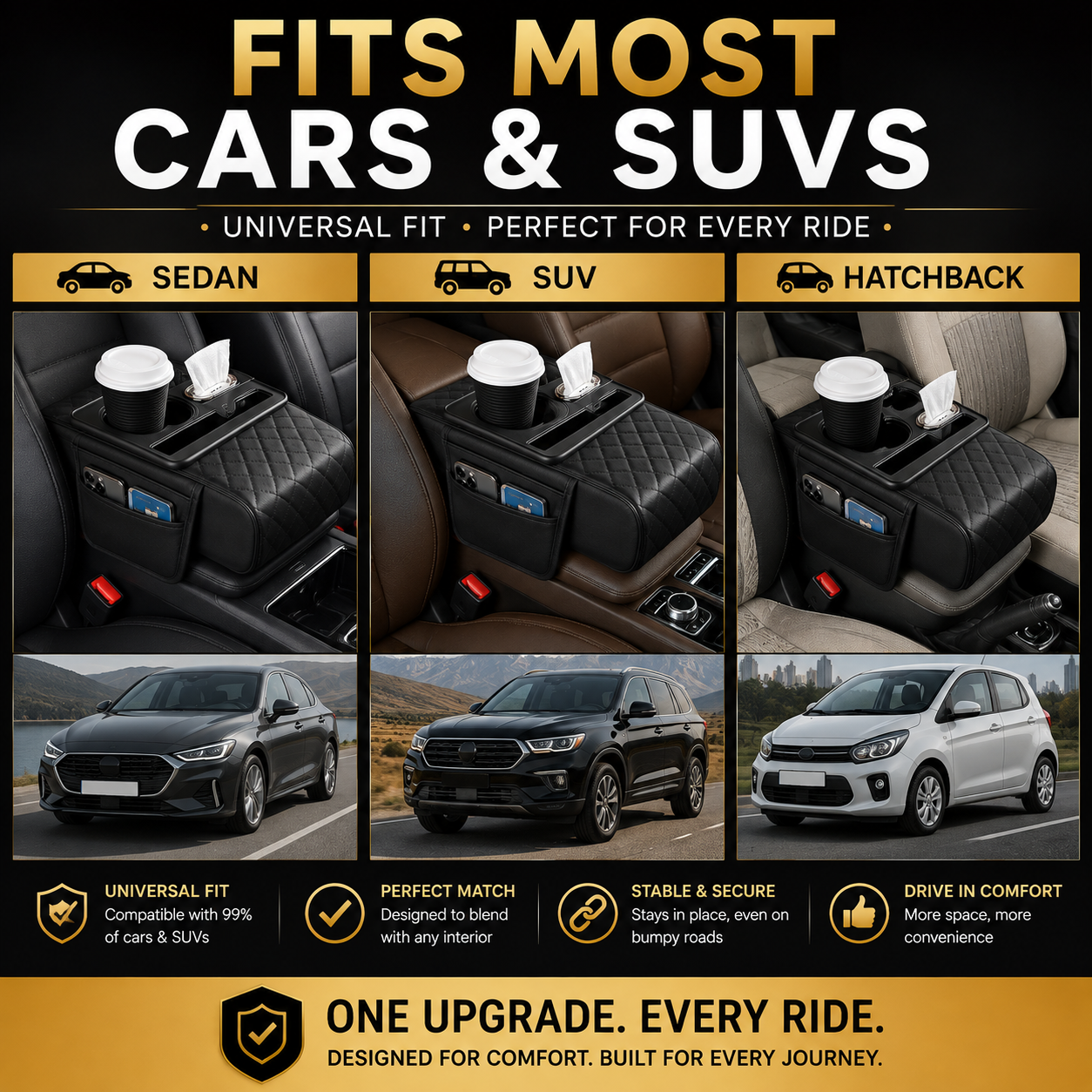 LuxuryDrive™ Premium Car Armrest Organizer