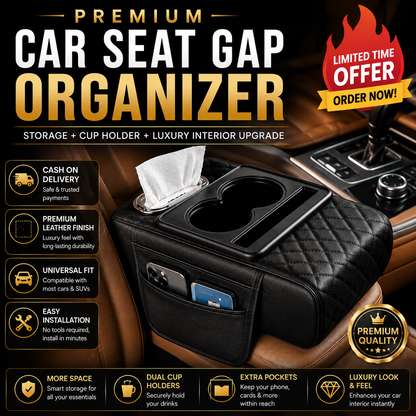LuxuryDrive™ Premium Car Armrest Organizer