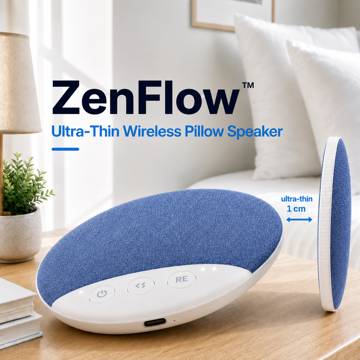 ZenFlow™ Pillow Speaker ⭐ — premium + sleep-focused