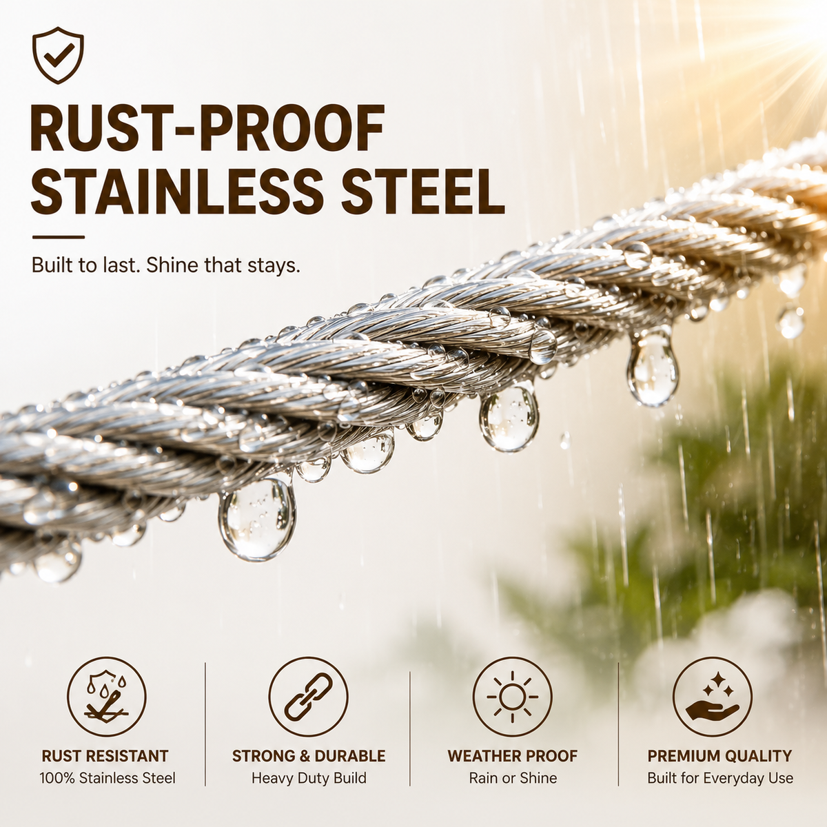 🔥 ✨ SteelDry Pro™ – Heavy Duty Stainless Steel Clothes Drying Rope