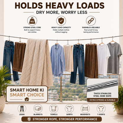 🔥 ✨ SteelDry Pro™ – Heavy Duty Stainless Steel Clothes Drying Rope
