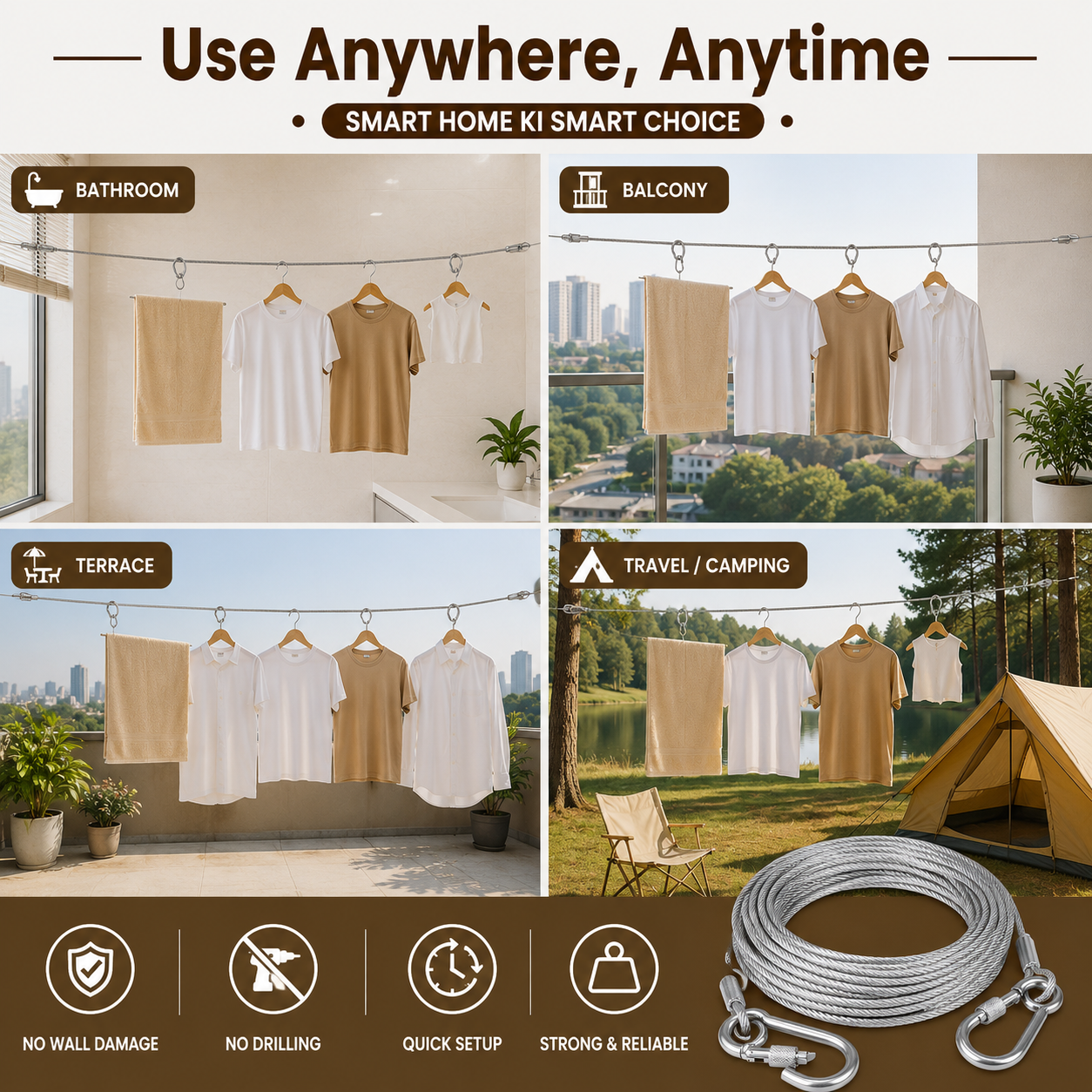 🔥 ✨ SteelDry Pro™ – Heavy Duty Stainless Steel Clothes Drying Rope