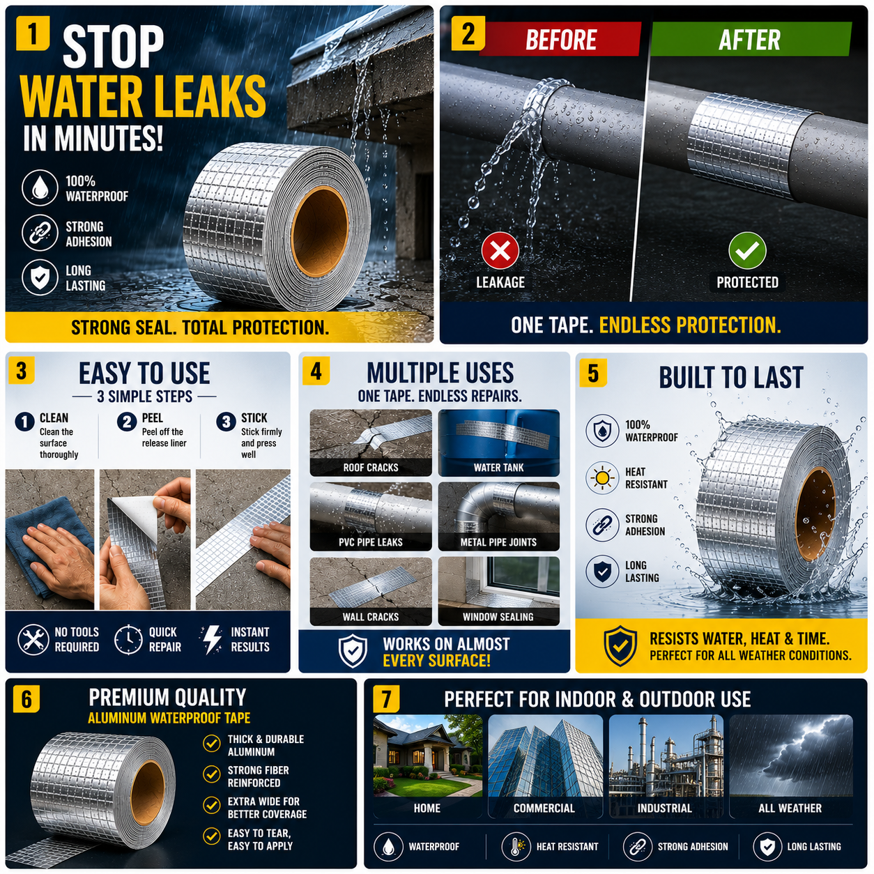Waterproof Aluminum Butyl Tape for Leakage Repair