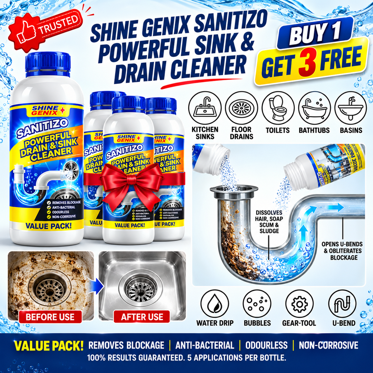 Powerful Sink & Drain Cleaner - Buy 1 Get 3 Free