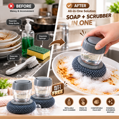Push Dispenser With Cleaning Brush (Pack Of 2)
