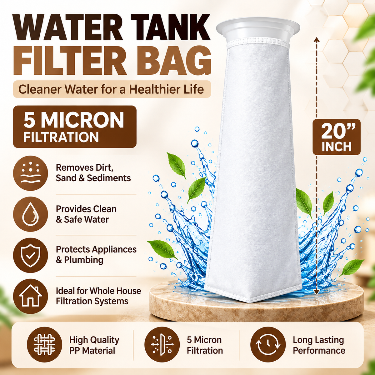 Micron Water Tank Filter Bag – Reusable Dirt, Sand & Sediment Filter | Buy 1 Get 1 Free